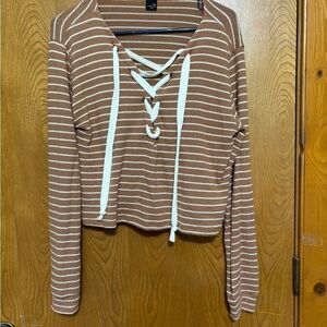 The Classic Brown and White Striped Crop Top